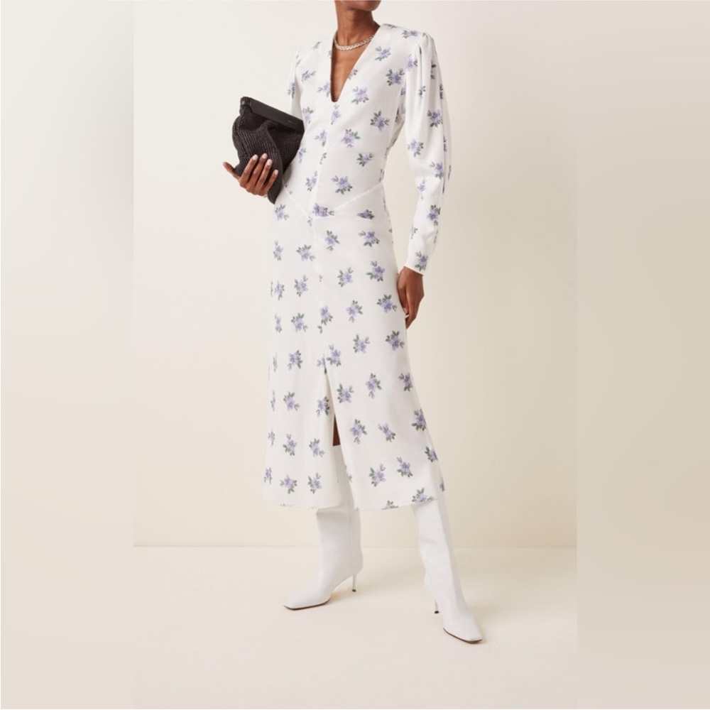 Isabel Marant White and Blue Floral Midi Dress